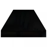 4 db magasfényű fekete MDF lebegő fali polc 80 x 23,5 x 3,8 cm