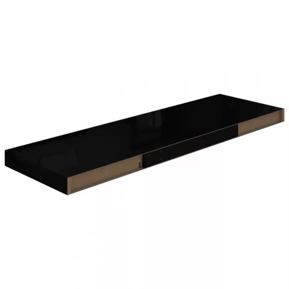 4 db magasfényű fekete MDF lebegő fali polc 80 x 23,5 x 3,8 cm