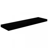 2 db magasfényű fekete MDF lebegő fali polc 90 x 23,5 x 3,8 cm