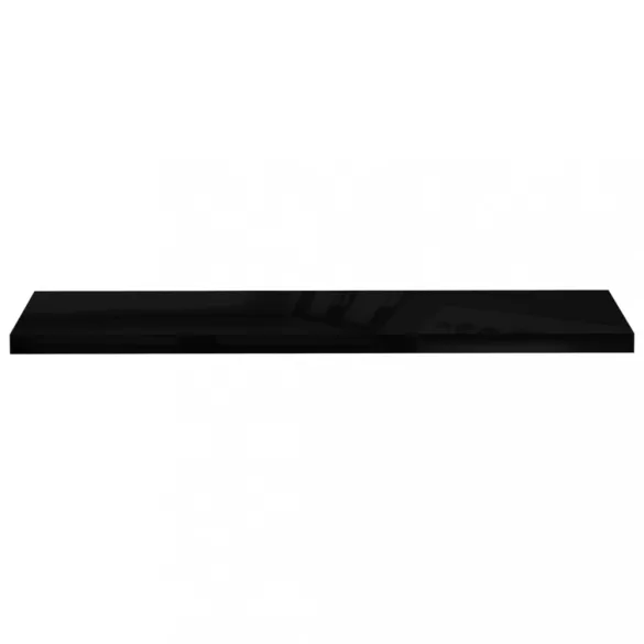 2 db magasfényű fekete MDF lebegő fali polc 120 x 23,5 x 3,8 cm