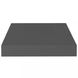 2 db magasfényű szürke MDF lebegő fali polc 23 x 23,5 x 3,8 cm