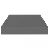 2 db magasfényű szürke MDF lebegő fali polc 40 x 23 x 3,8 cm