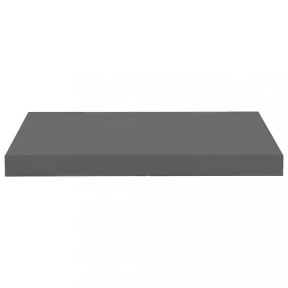 2 db magasfényű szürke MDF lebegő fali polc 50 x 23 x 3,8 cm