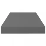 4 db magasfényű szürke MDF lebegő fali polc 50 x 23 x 3,8 cm