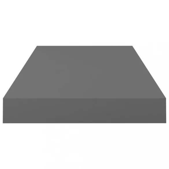 4 db magasfényű szürke MDF lebegő fali polc 50 x 23 x 3,8 cm