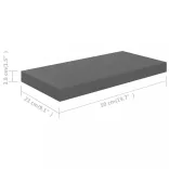 4 db magasfényű szürke MDF lebegő fali polc 50 x 23 x 3,8 cm