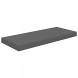 2 db magasfényű szürke MDF lebegő fali polc 60 x 23,5 x 3,8 cm