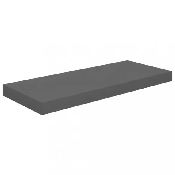4 db magasfényű szürke MDF lebegő fali polc 60 x 23,5 x 3,8 cm