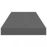4 db magasfényű szürke MDF lebegő fali polc 60 x 23,5 x 3,8 cm