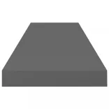 2 db magasfényű szürke MDF lebegő fali polc 80 x 23,5 x 3,8 cm