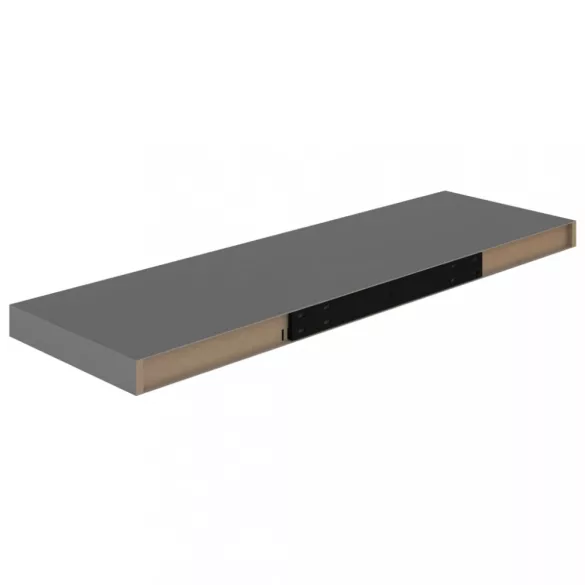 2 db magasfényű szürke MDF lebegő fali polc 80 x 23,5 x 3,8 cm
