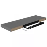 2 db magasfényű szürke MDF lebegő fali polc 80 x 23,5 x 3,8 cm