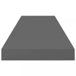 4 db magasfényű szürke MDF lebegő fali polc 80 x 23,5 x 3,8 cm