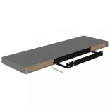 4 db magasfényű szürke MDF lebegő fali polc 80 x 23,5 x 3,8 cm