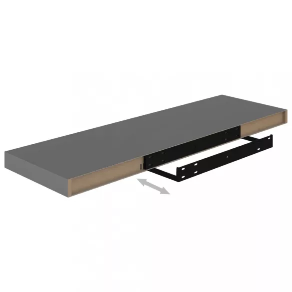 4 db magasfényű szürke MDF lebegő fali polc 80 x 23,5 x 3,8 cm
