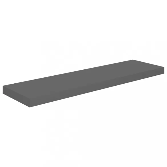 2 db magasfényű szürke MDF lebegő fali polc 90 x 23,5 x 3,8 cm