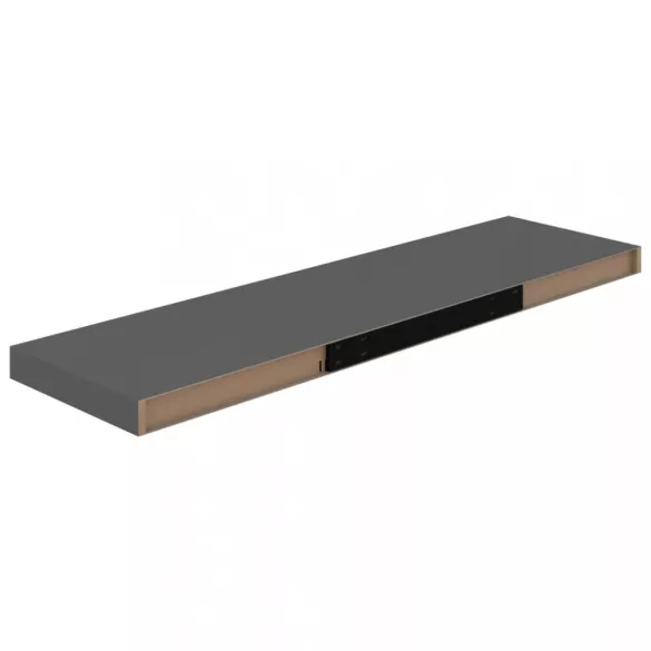 4 db magasfényű szürke MDF lebegő fali polc 90 x 23,5 x 3,8 cm
