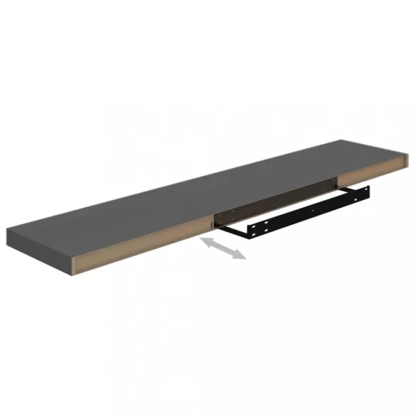 2 db magasfényű szürke MDF lebegő fali polc 120 x 23,5 x 3,8 cm