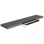 4 db magasfényű szürke MDF lebegő fali polc 120 x 23,5 x 3,8 cm