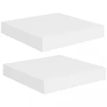 2 db fehér MDF lebegő fali polc 23 x 23,5 x 3,8 cm