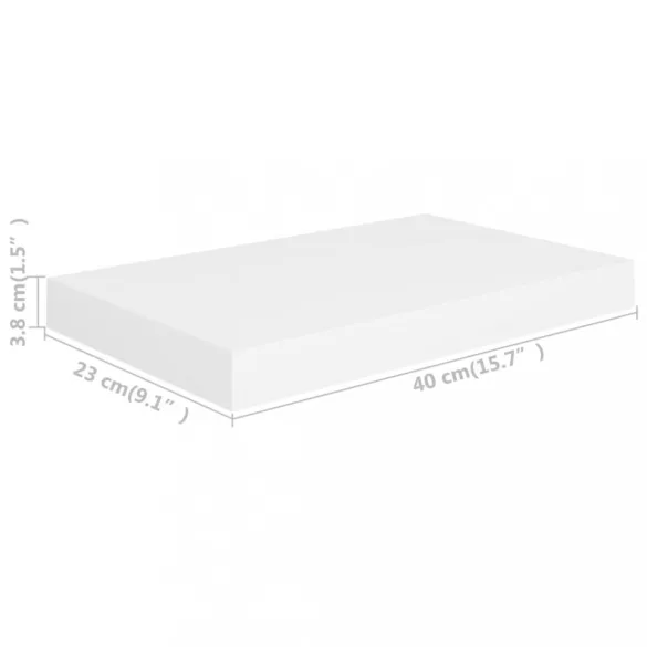 fehér MDF lebegő fali polc 40 x 23 x 3,8 cm
