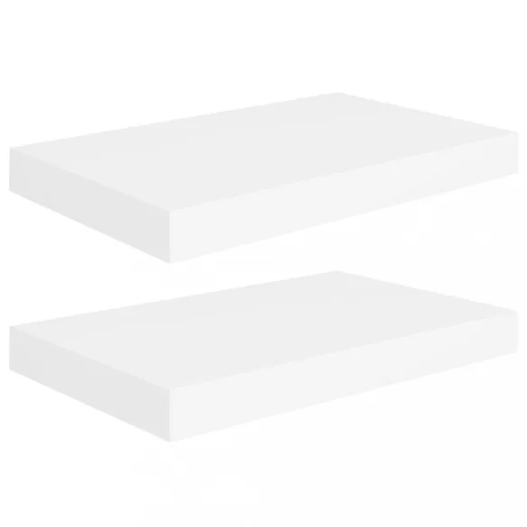 2 db fehér MDF lebegő fali polc 40 x 23 x 3,8 cm