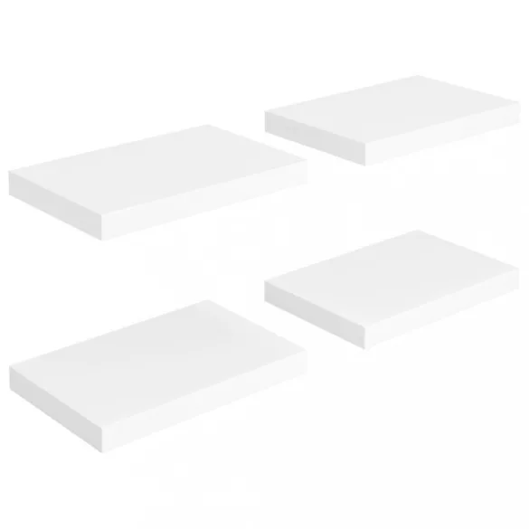 4 db fehér MDF lebegő fali polc 40 x 23 x 3,8 cm