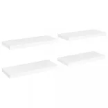 4 db fehér MDF lebegő fali polc 60 x 23,5 x 3,8 cm