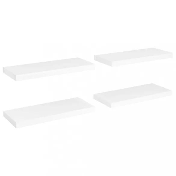 4 db fehér MDF lebegő fali polc 60 x 23,5 x 3,8 cm