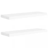 2 db fehér MDF lebegő fali polc 80 x 23,5 x 3,8 cm