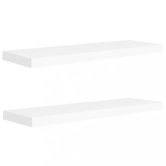 2 db fehér MDF lebegő fali polc 80 x 23,5 x 3,8 cm