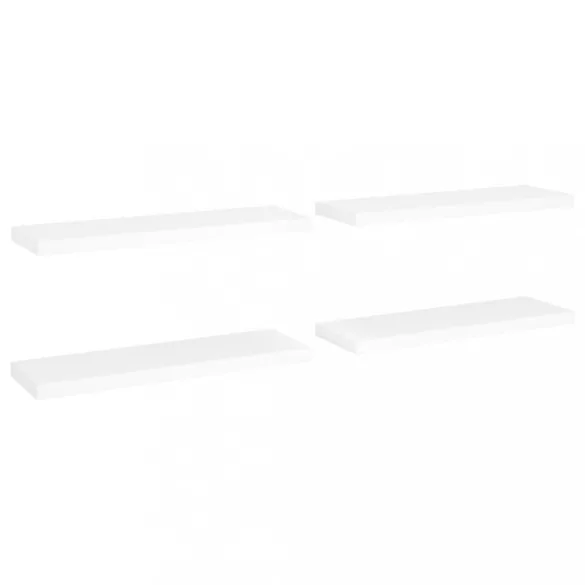 4 db fehér MDF lebegő fali polc 80 x 23,5 x 3,8 cm