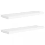 2 db fehér MDF lebegő fali polc 90 x 23,5 x 3,8 cm