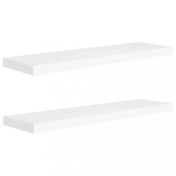 2 db fehér MDF lebegő fali polc 90 x 23,5 x 3,8 cm