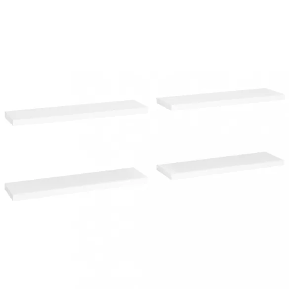4 db fehér MDF lebegő fali polc 90 x 23,5 x 3,8 cm