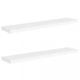 2 db fehér MDF lebegő fali polc 120 x 23,5 x 3,8 cm