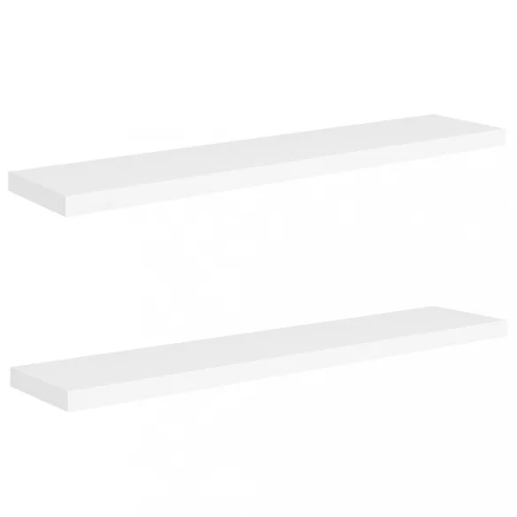 2 db fehér MDF lebegő fali polc 120 x 23,5 x 3,8 cm