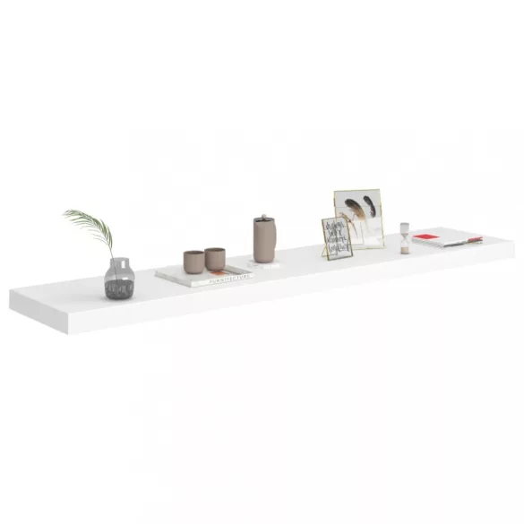 2 db fehér MDF lebegő fali polc 120 x 23,5 x 3,8 cm