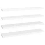 4 db fehér MDF lebegő fali polc 120 x 23,5 x 3,8 cm