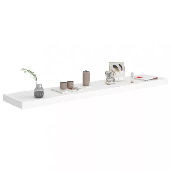 4 db fehér MDF lebegő fali polc 120 x 23,5 x 3,8 cm