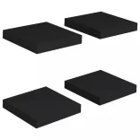4 db fekete MDF fali polc 23 x 23,5 x 3,8 cm