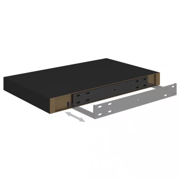 2 db fekete MDF lebegő fali polc 40 x 23 x 3,8 cm