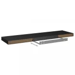 2 db fekete MDF lebegő fali polc 90 x 23,5 x 3,8 cm