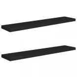 2 db fekete MDF lebegő fali polc 120 x 23,5 x 3,8 cm