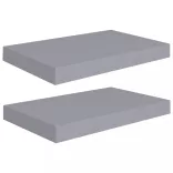 2 db szürke MDF lebegő fali polc 40 x 23 x 3,8 cm