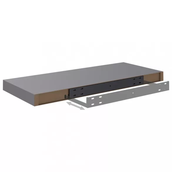 4 db szürke MDF lebegő fali polc 60 x 23,5 x 3,8 cm