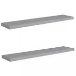 2 db szürke MDF lebegő fali polc 120 x 23,5 x 3,8 cm