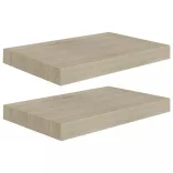 2 db tölgyszínű MDF lebegő fali polc 40 x 23 x 3,8 cm