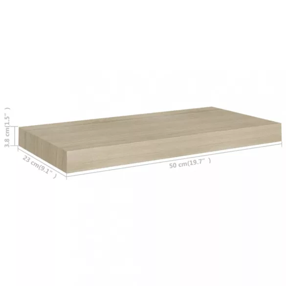 tölgyszínű MDF lebegő fali polc 50 x 23 x 3,8 cm