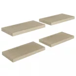 4 db tölgyszínű MDF lebegő fali polc 50 x 23 x 3,8 cm